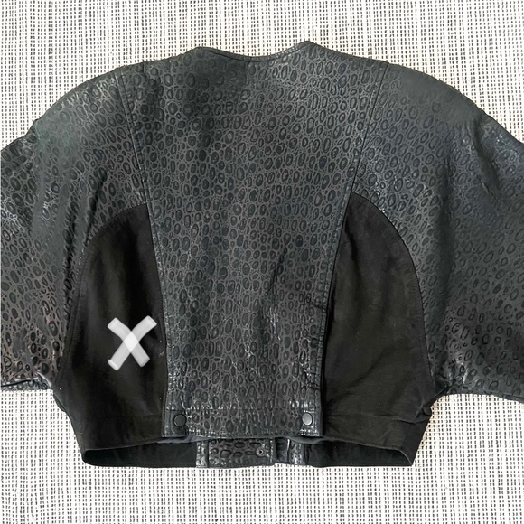 Vakko Neiman Marcus Cropped Leather Jacket Vintage Black - Picture 6 of 16